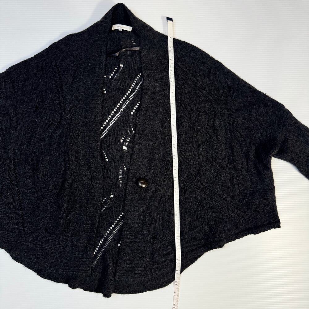 Cashmere Wool Open Knit Cape Cardigan Shawl Women's XS Gray Lagenlook Cozy - Picture 6 of 16